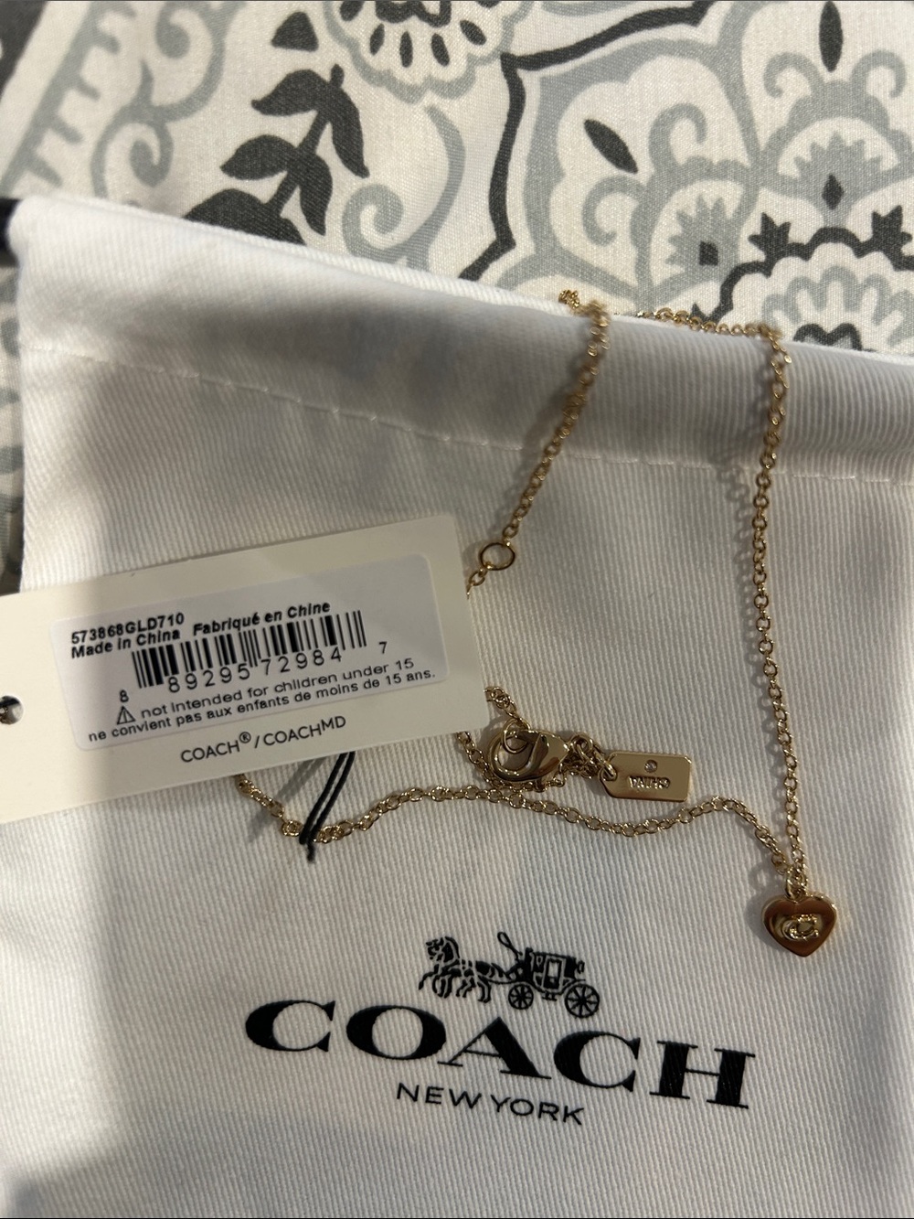 Coach Gold Heart Charm Pendant Necklace - Picture 1 of 5
